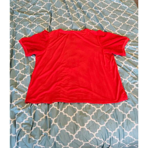 Carmen Marc Valvo Red Short Sleeve Women’s 2X Textured Sleeves Stretchy Blouse - Picture 9 of 9